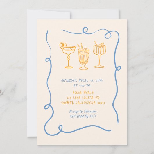 Eigenzinnige Splish Splash Summer Cocktail Verjaar Kaart (Achterkant)