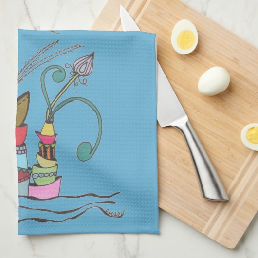 Eigenzinnige Stapels (over kachel handvat) Keukenh Theedoek (Quarter Fold)