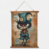 Eigenzinnige Steampunk Bitcoin Character Art Hangend Wandkleed (Voorkant)