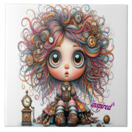 Eigenzinnige Steampunk Girl Geïnspireerd Keramisch Tegeltje