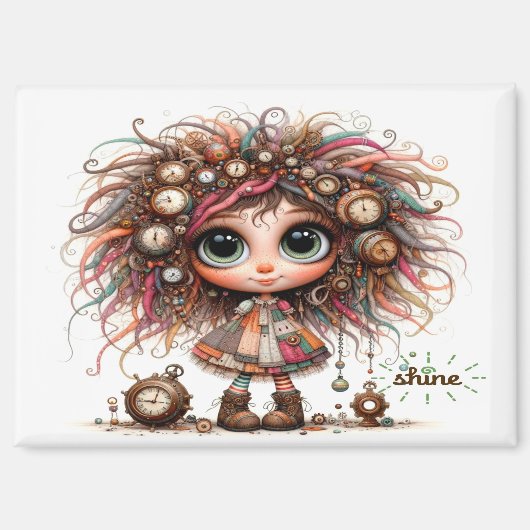 Eigenzinnige Steampunk Girl Shine 7300 magneet (Voorkant)