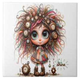 Eigenzinnige Steampunk Girl Shine Keramische Tegel Tegeltje
