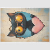 Eigenzinnige Steampunk Kitten + Roze Hart AP8 Deco Tissuepapier (Voorkant)