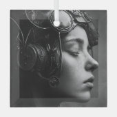 Eigenzinnige Steampunk Woman Glas Ornament (Voorkant)