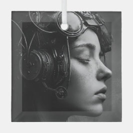 Eigenzinnige Steampunk Woman Glas Ornament