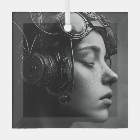 Eigenzinnige Steampunk Woman Glas Ornament (Voorkant)