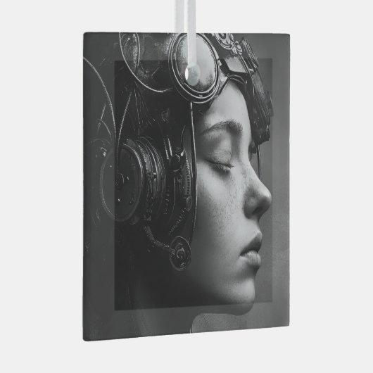 Eigenzinnige Steampunk Woman Glas Ornament (Voorkant Rechts)