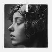 Eigenzinnige Steampunk Woman Glas Ornament (Achterkant)