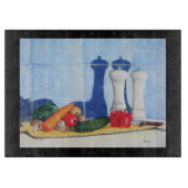 Eigenzinnige stilleven schilderij van groenten snijplank (Voorkant)
