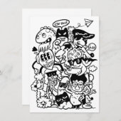 Eigenzinnige tekenfilmmenigte bedankkaart (Voorkant / Achterkant)