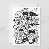 Eigenzinnige tekenfilmmenigte bedankkaart (Voorkant)