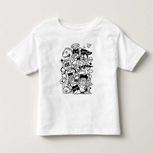 Eigenzinnige tekenfilmmenigte kinder shirts (Voorkant)