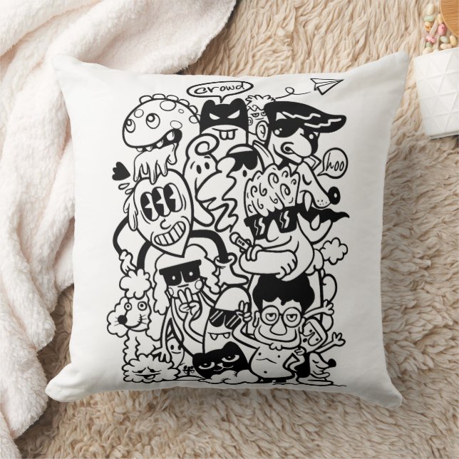 Eigenzinnige tekenfilmmenigte kussen (Deken)