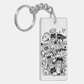 Eigenzinnige tekenfilmmenigte sleutelhanger (Voorkant Links)