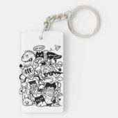 Eigenzinnige tekenfilmmenigte sleutelhanger (achterkant)