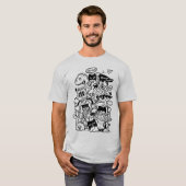 Eigenzinnige tekenfilmmenigte t-shirt (Voorkant volledig)