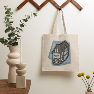 Eigenzinnige Tudor House middeleeuwse architectuur Tote Bag