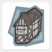 Eigenzinnige Tudor House middeleeuwse architectuur Vierkante Sticker (Voorkant)