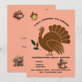 Eigenzinnige Turkije Feestelijke Thanksgiving Dine Kaart (Voorkant / Achterkant)