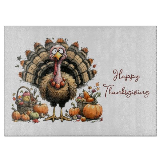 Eigenzinnige Turkije Happy Thanksgiving Snijplank (Voorkant)