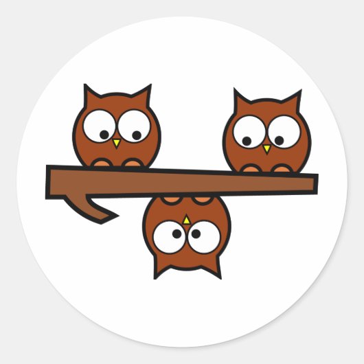 Eigenzinnige uilen ronde sticker (Voorkant)