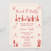 Eigenzinnige Unieke Hand Getrokken Bruids Brunch e Kaart (Voorkant / Achterkant)