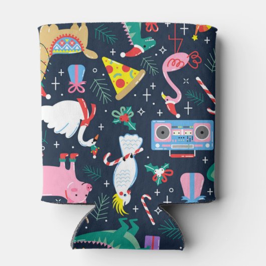 Eigenzinnige Vakantie Dieren en Iconen Patroon Blikjeskoeler (Achterkant)