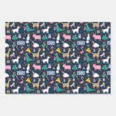 Eigenzinnige Vakantie Dieren en Iconen Patroon Inpakpapier Vel (Voorkant 2)