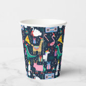 Eigenzinnige Vakantie Dieren en Iconen Patroon Papieren Bekers (Rechts)