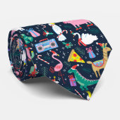 Eigenzinnige Vakantie Dieren en Iconen Patroon Stropdas (Opgerold)