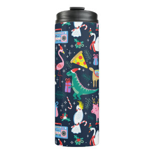 Eigenzinnige Vakantie Dieren en Iconen Patroon Thermosbeker