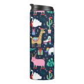 Eigenzinnige Vakantie Dieren en Iconen Patroon Thermosbeker (Geroteerd rechts)