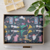 Eigenzinnige Vakantie Dieren en Iconen Patroon Tissuepapier (Geschenk)