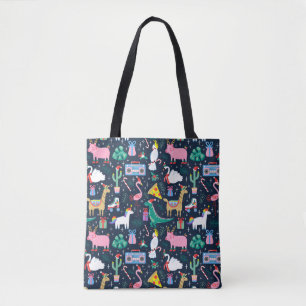 Eigenzinnige Vakantie Dieren en Iconen Patroon Tote Bag