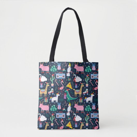 Eigenzinnige Vakantie Dieren en Iconen Patroon Tote Bag (Voorkant)