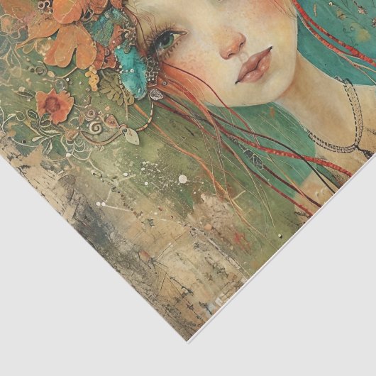 EIGENZINNIGE VLINDER FEE MEISJE DECOUPAGE TISSUEPAPIER (Detail)