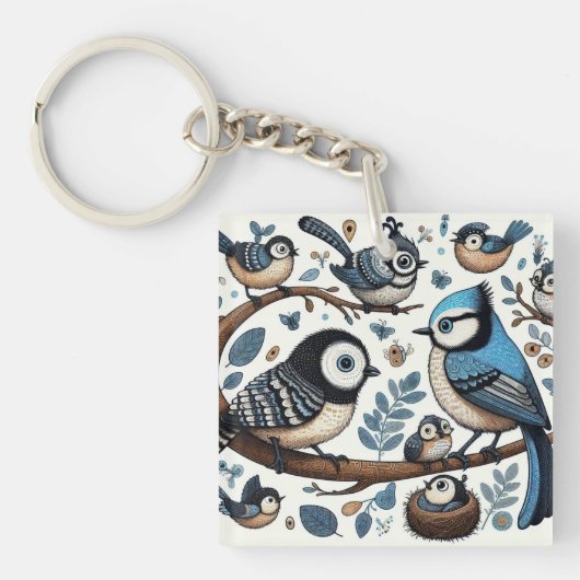 eigenzinnige vogels sleutelhanger (voorkant)