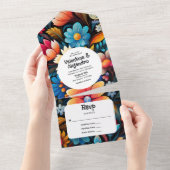 Eigenzinnige Waterverf Floral Fiesta met Tear-Off  All In One Uitnodiging (Afscheurbaar)