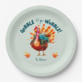 Eigenzinnige Waterverf Turkije Thanksgiving Papieren Bordje (Voorkant)