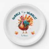 Eigenzinnige Waterverf Turkije Thanksgiving Papieren Bordje (Voorkant)