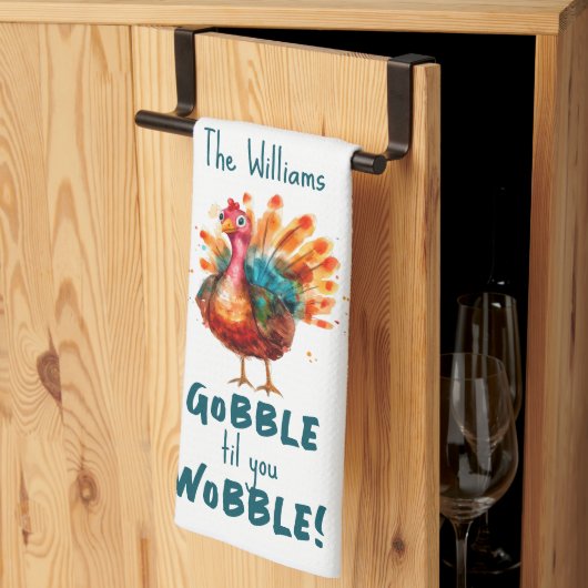 Eigenzinnige Waterverf Turkije Thanksgiving Theedoek (Derde Gevouwen)