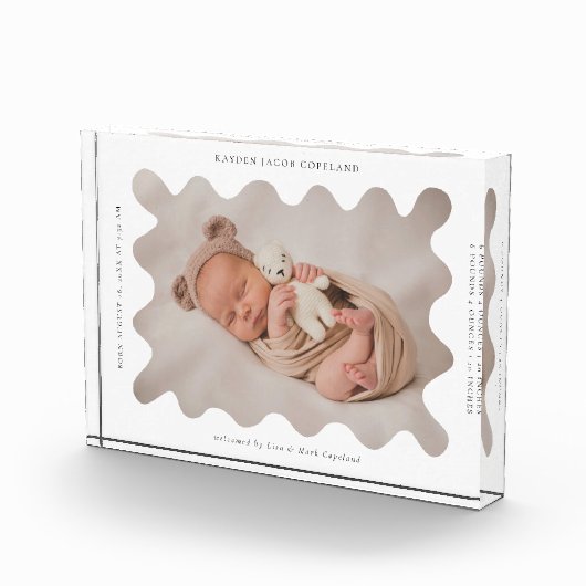 Eigenzinnige Wavy Lijst Newborn Keepsake Fotoblokken (Rechts)