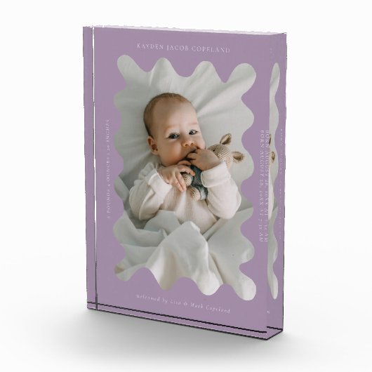 Eigenzinnige Wavy Lijst Pasgeboren Keepsake Paarse Fotoblokken (Rechts)