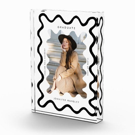 Eigenzinnige Wavy Line Afstuderen Keepsake Fotoblokken (Rechts)