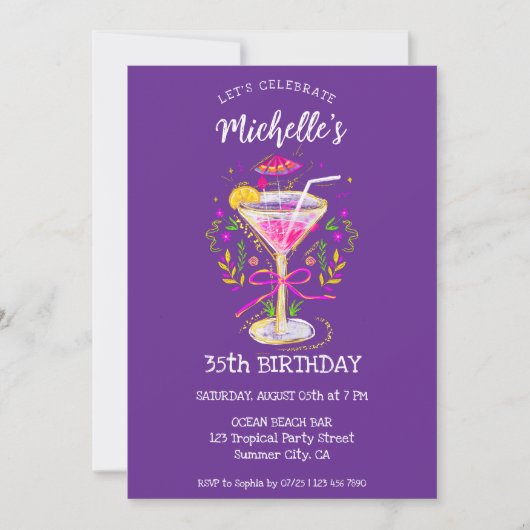 Eigenzinnige Whimsical Adult Cocktail Verjaardagsf Kaart (Voorkant)