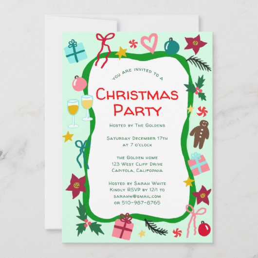 Eigenzinnige Whimsical Christmas Party CUSTOM Kaart (Voorkant)