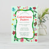 Eigenzinnige Whimsical Christmas Party CUSTOM Kaart (Staand voorkant)