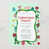 Eigenzinnige Whimsical Christmas Party CUSTOM Kaart (Voorkant / Achterkant)