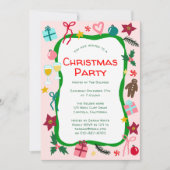 Eigenzinnige Whimsical Christmas Party CUSTOM Kaart (Voorkant)