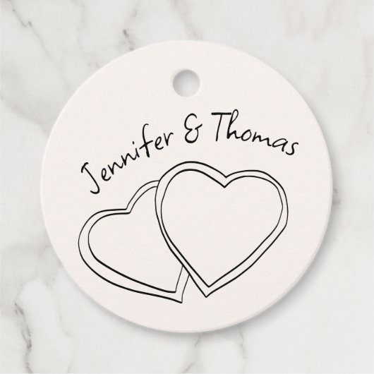 Eigenzinnige Whimsical Hand getrokken Doodle Heart Bedankjes Labels (Voorkant)